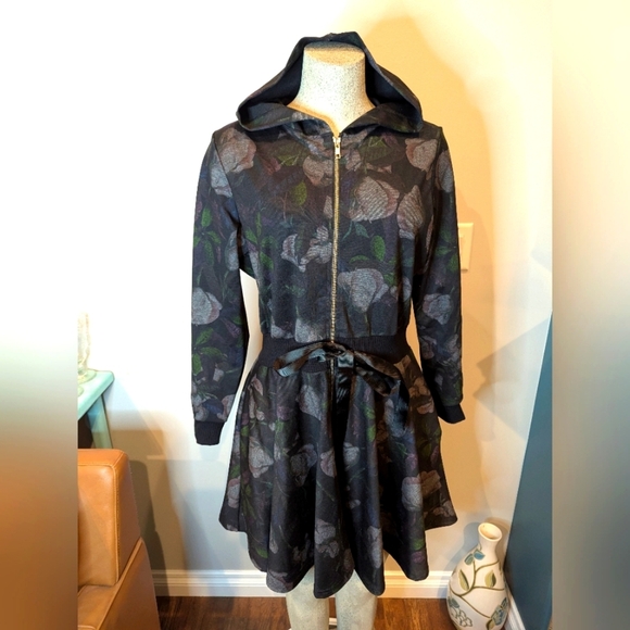 Designer Blackbird Studios Floral Hooded Tunic Jacket  Size 1x- Fits XL 0x - Picture 1 of 13